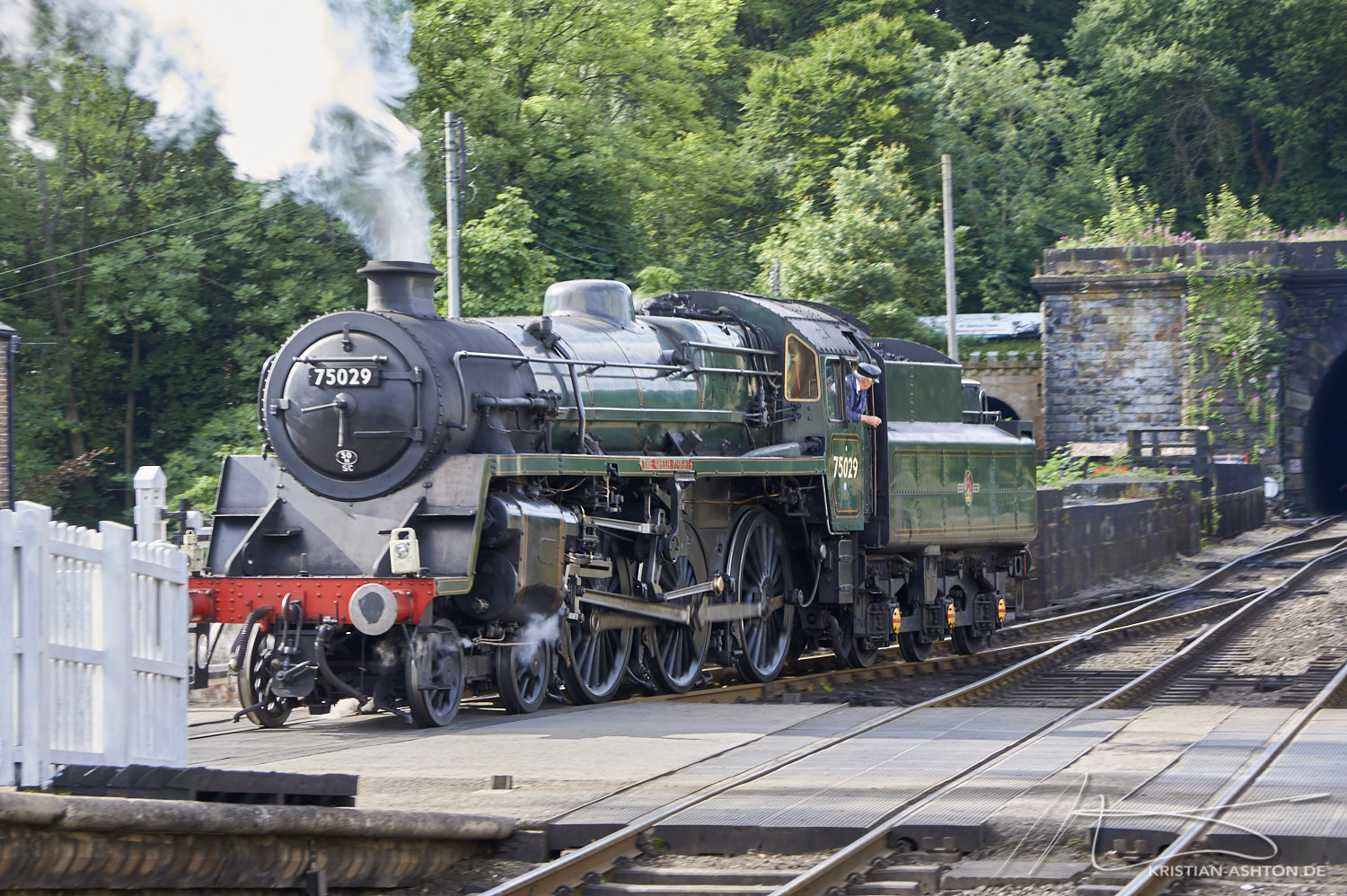 Grosmont station - North Yorkshire Moors Railway - 4-6-0 steam loco No. 75029 "The Green Knight"