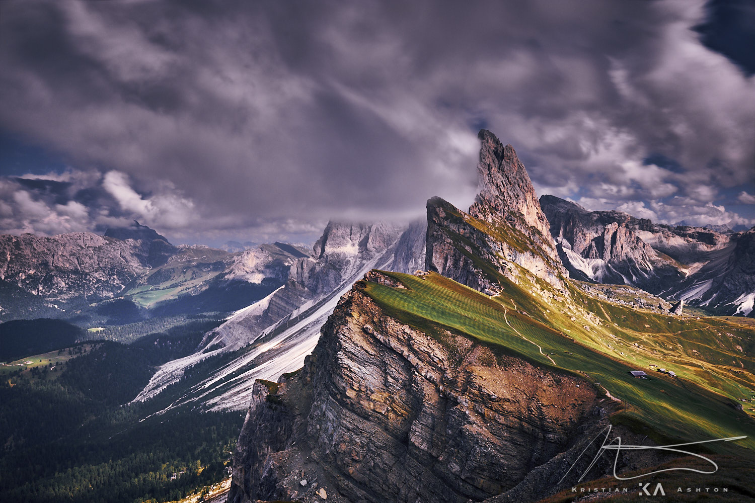 View of the wonderful mountain Seceda