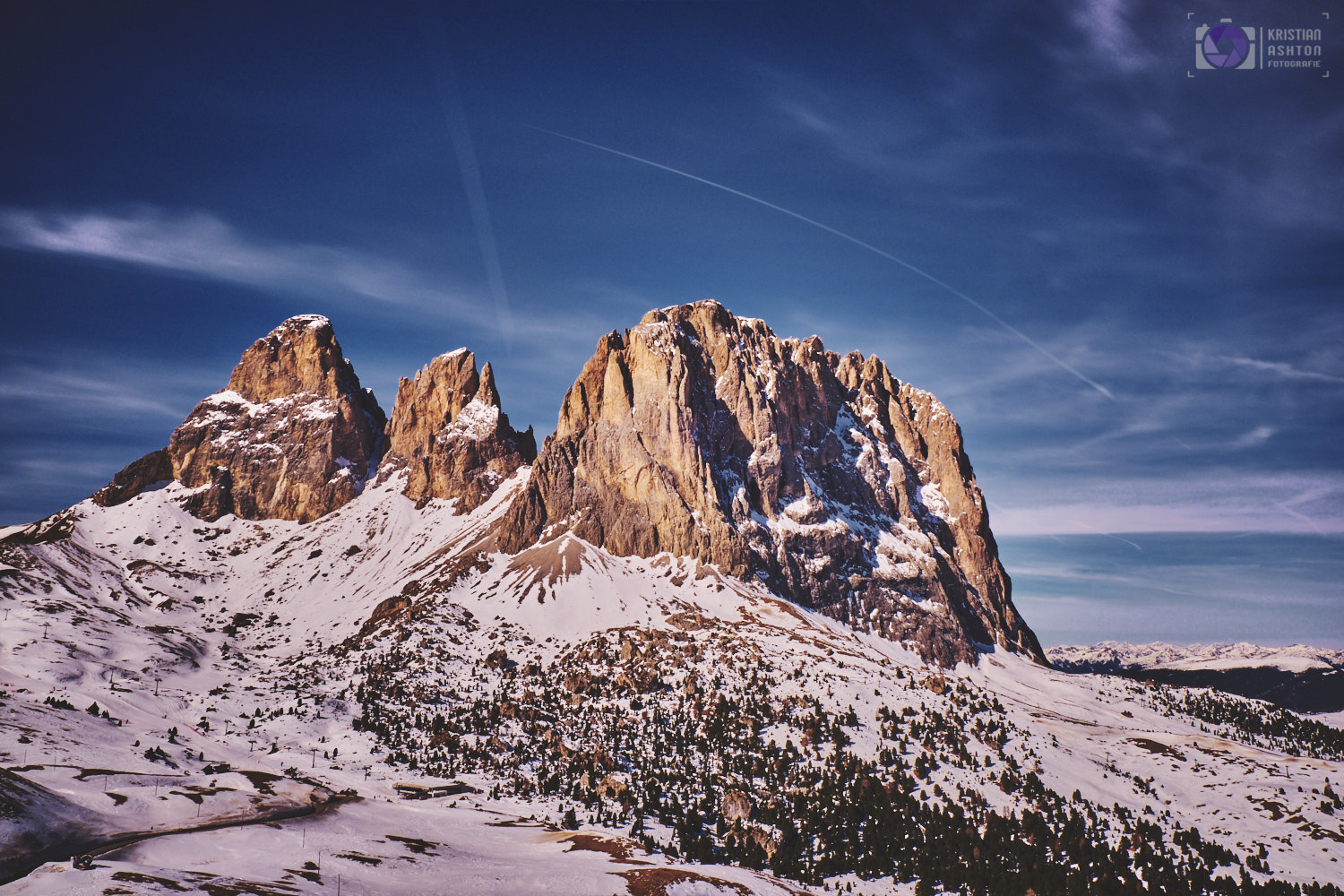View of the Sella group of mountains from Sella pass